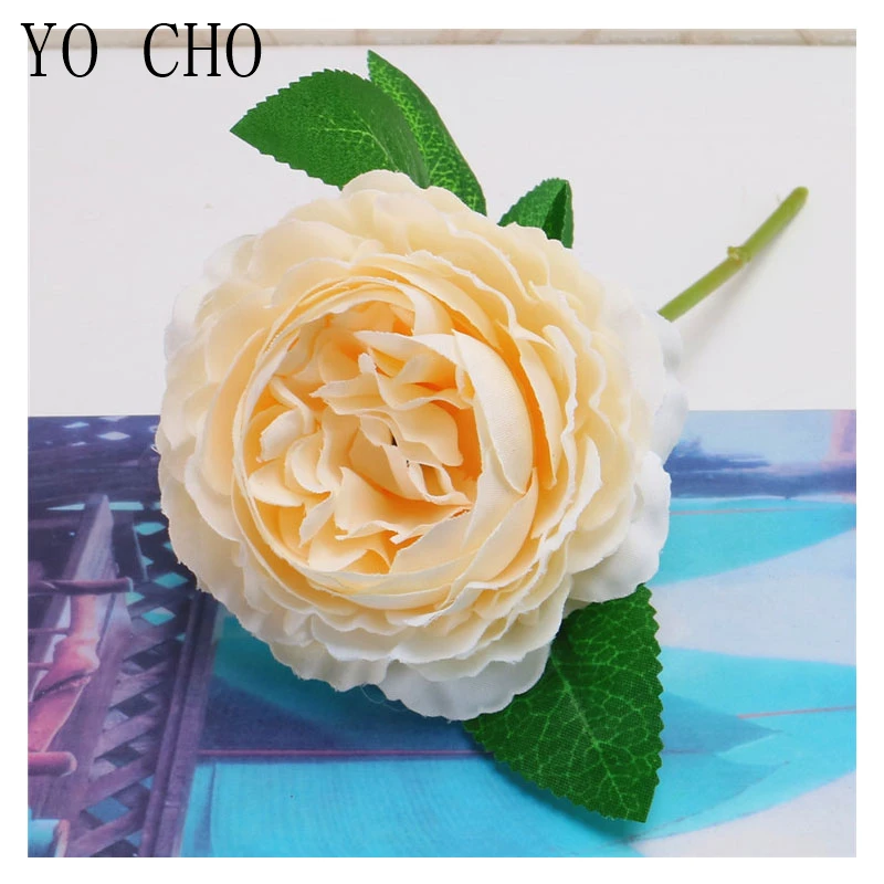 YO CHO красная роза из искусственного шелка белый Букет пионов со стеблями