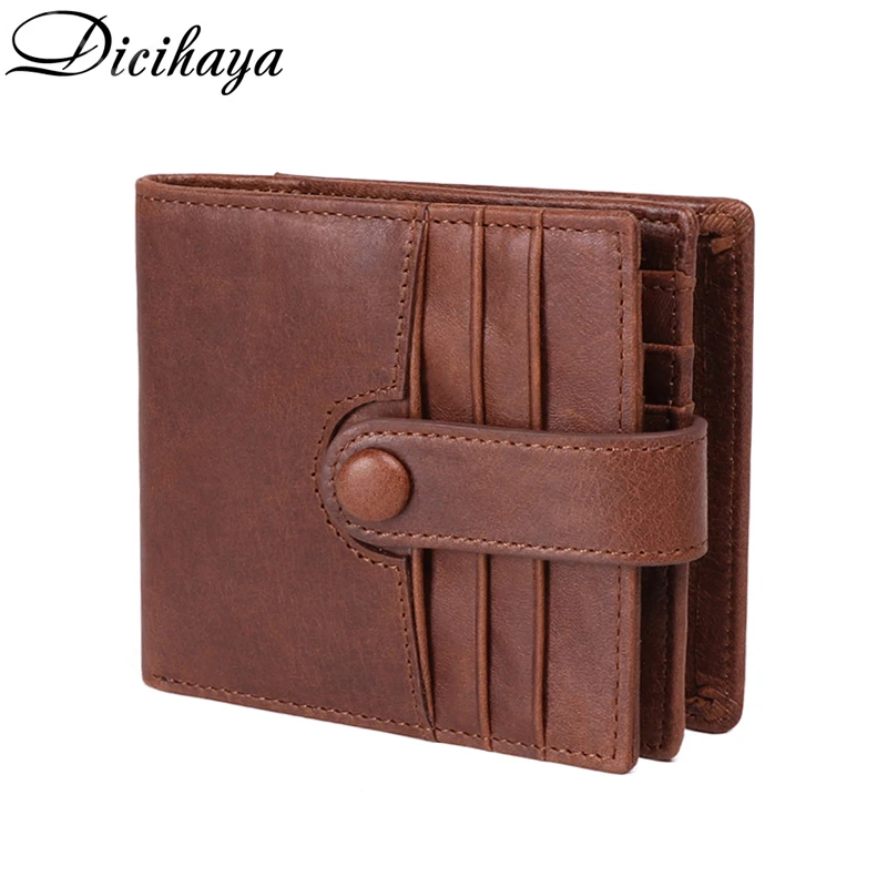 

DICIHAYA Cow Leather Men Wallets with Coin Pocket Vintage Male Small Purse Function Genuine Leather Men Wallet Card Holders