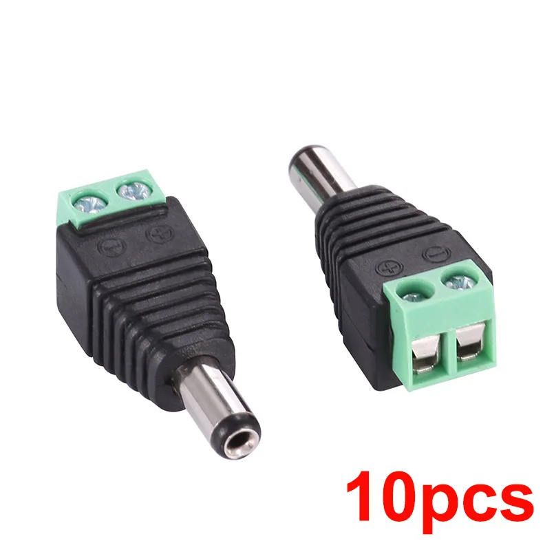 

10pcs 2.1mm x 5.5mm Male DC Power Jack Plug Adapter Connector for cctv camera DC Power Plug for Security CCTV Camera System