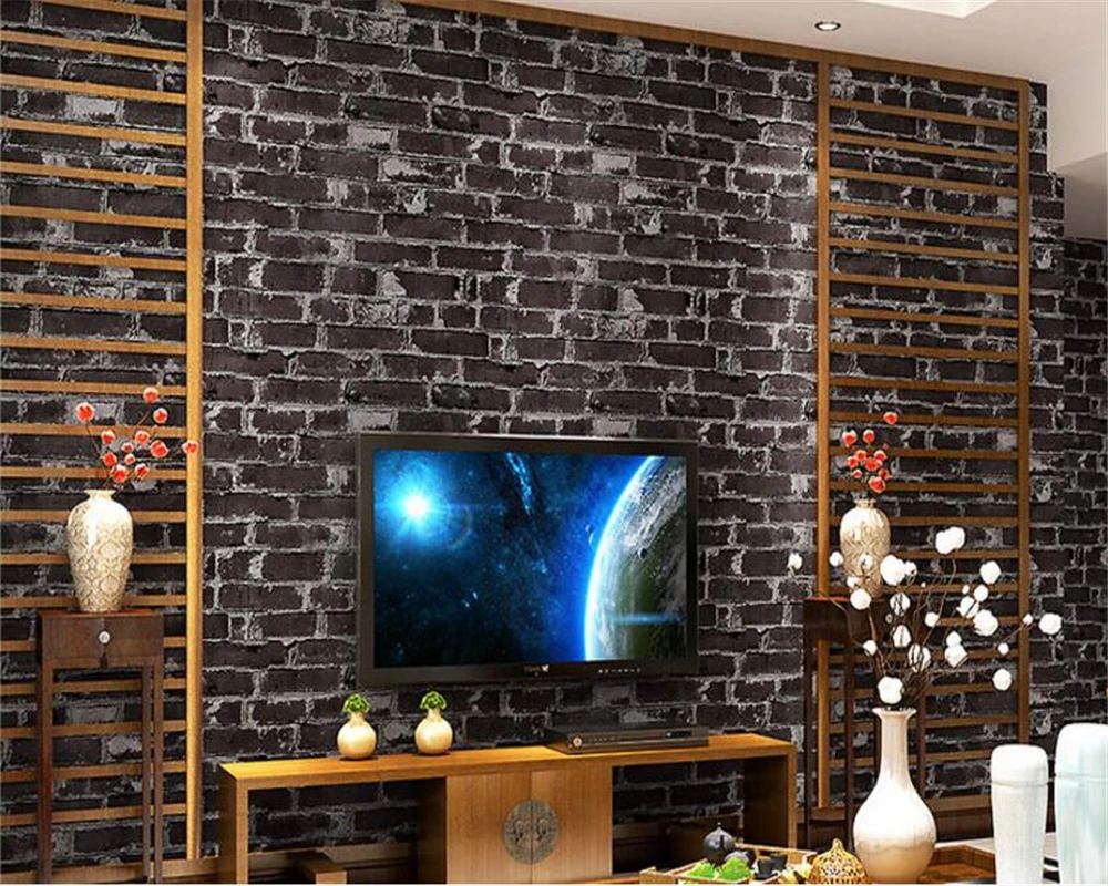 beibehang classic nostalgic gray brick pvc wallpaper three-dimensional brick hotel clothing store backdrop wall papel de parede beibehang custom super cool three dimensional paste floor painting mural living room tv backdrop 3d abstract pattern floor