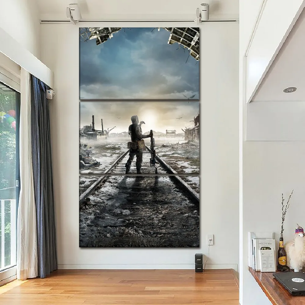 

Canvas HD Prints Home Decoration Painting 3 Pieces Game Metro Exodus Wall Art Modular Pictures Bedside Background Artwork Poster