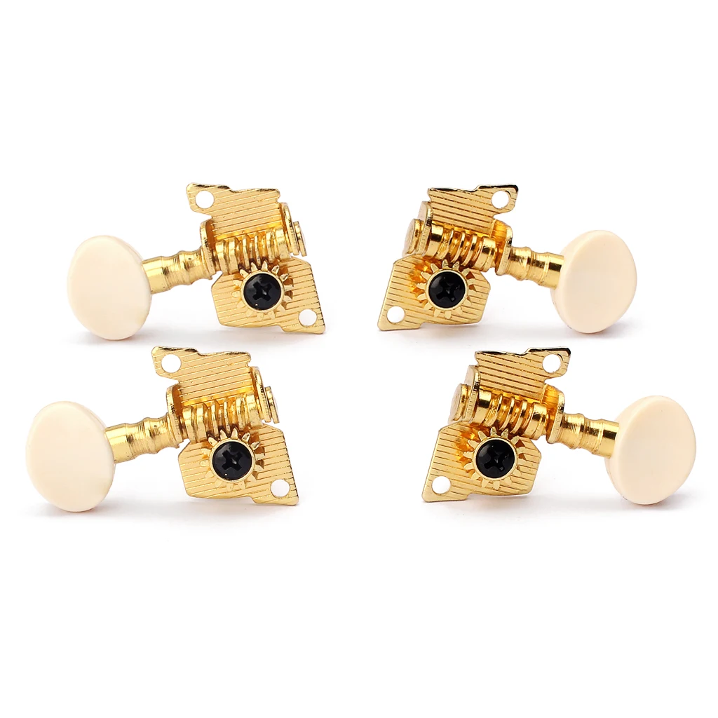 4 Pieces Copper+Iron 2L2R Ukulele Tuning Pegs Tuners for Ukulele DIY Ukulele Guitar Replacement Parts Golden