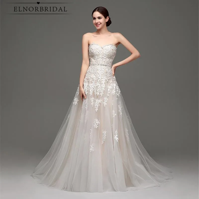 Elnorbridal настоящая фотография Шампанское свадебное платье 2021 Vestidos De Novia линия