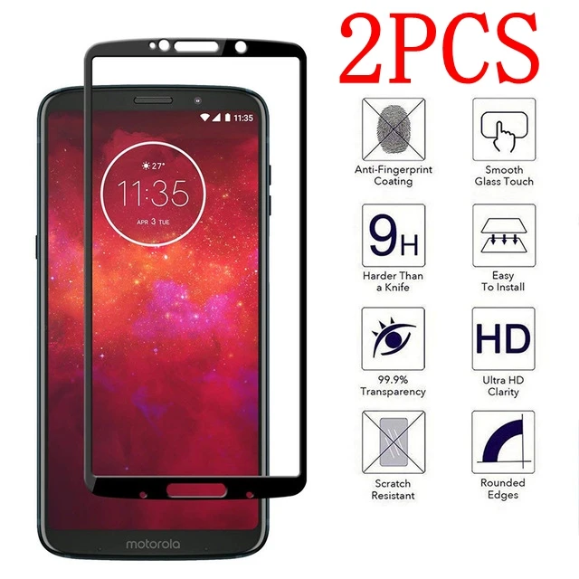 2 шт Полное покрытие закаленное стекло для Motorola Moto Z3 Защитная пленка экрана