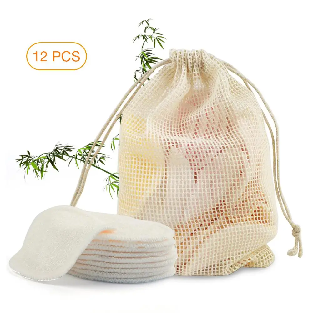 Compõem o Sopro de Pano de Algodão de Bambu Lavável das Almofadas do Removedor com Bolsa da Lavanderia Cuidados com a Pele Pces Reusável Toalhetes Rosto Olho Lábio Limpos 12 - 16 1 12 16 pces reusável compõem o sopro