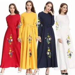 CHAMSGEND мусульманских Женское платье кружевное элегантное женские модные свободные платья с длинным рукавом плюс Размеры Летние Девушки