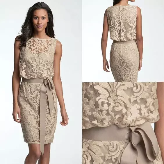 

Cheap Knee Length Formal evening Gowns Elegant vestido novia 2018 Full Lace Sheath Mother Off Bride Dresses For Weddings