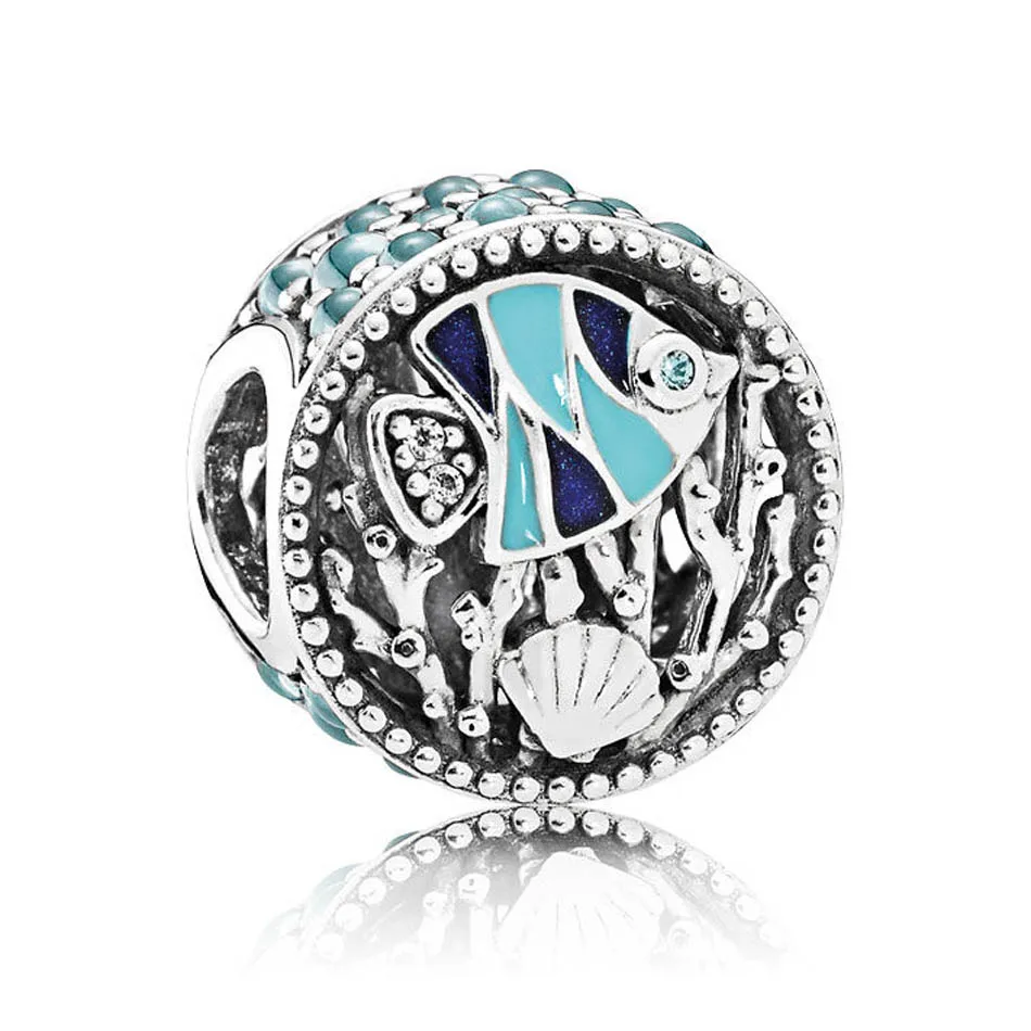 

Authentic S925 Sterling Silver DIY Jewelry Ocean Life Charms fit Pandora Bracelet Bangle Girl Gift Fish Shell