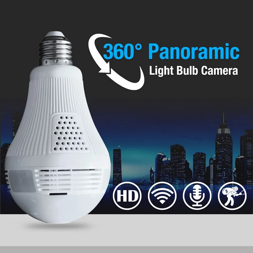 1.3MP лампа wifi камера беспроводная панорамная 360 градусов Ip умный дом 3D VR wi fi для