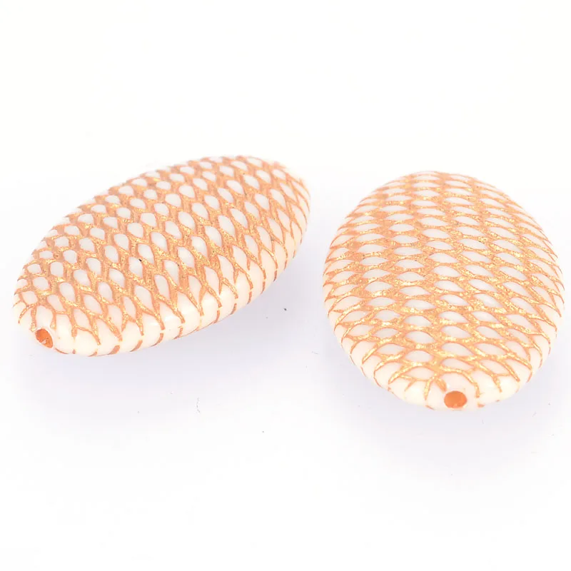 

New Arrival 32x20x9mm Fluted Corrugated Acrylic Antique Design Stripe Oval Spacer Beads For Diy Jewelry Making