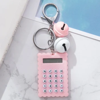 

Creative Key-chain Design Student Mini Pocket Electronic Calculaltor With Small Bell Candy Biscuit Calculating Office Supplies