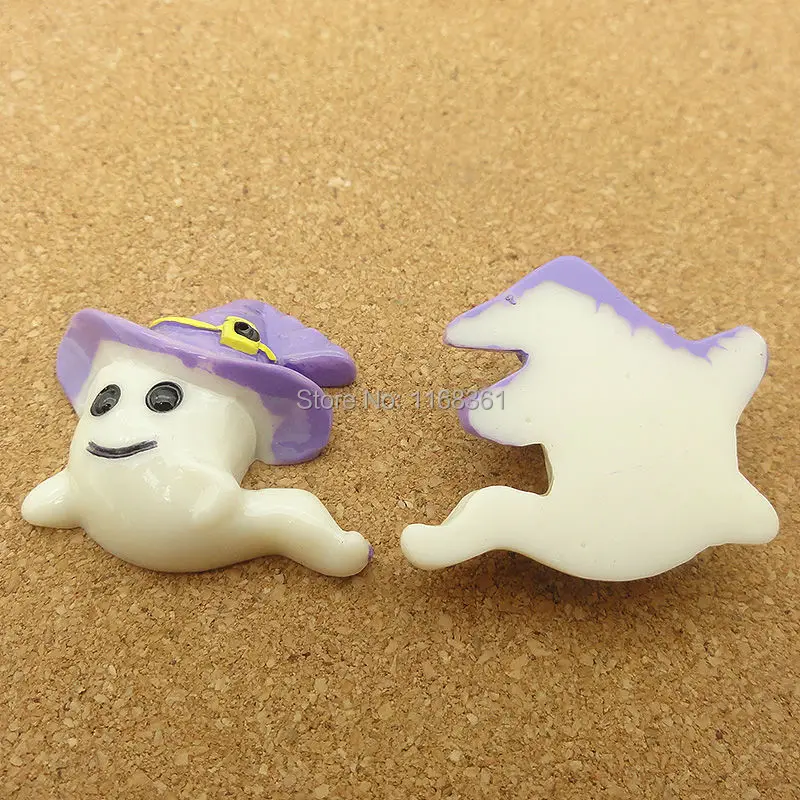 1pcs/lot resin flat back Halloween ghost with hat cartoon animal 24mm Cabochons Hair Bow Center DIY Christmas decration C114-6