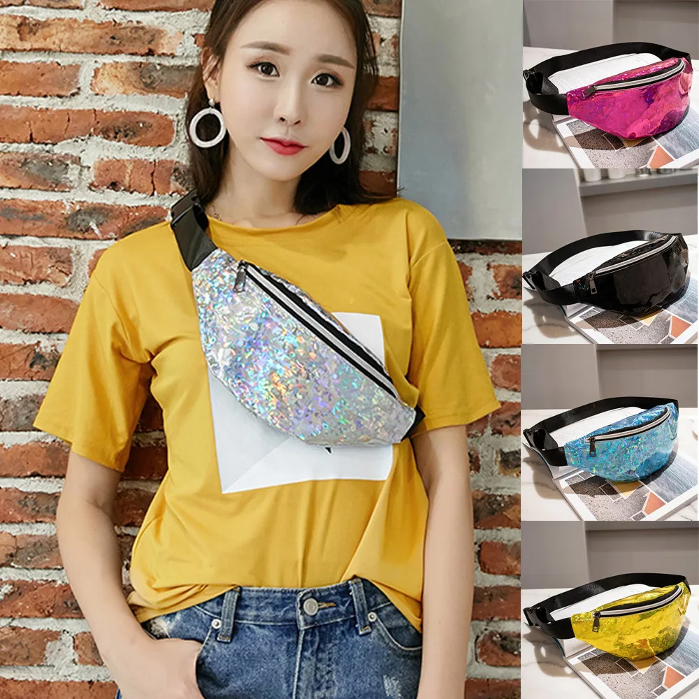 

Fashion Neutral Outdoor Sport Laser Beach Bag Messenger Crossbody Bag solid color Bright color Chest Bag heuptas#25