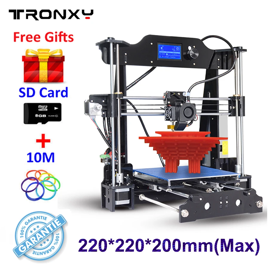 

Newest X8 3D Printer High Precision Large Printing Size 220*220*200mm i3 High Quality 3D Printer Kits Heatbed +SD Card As A Gift