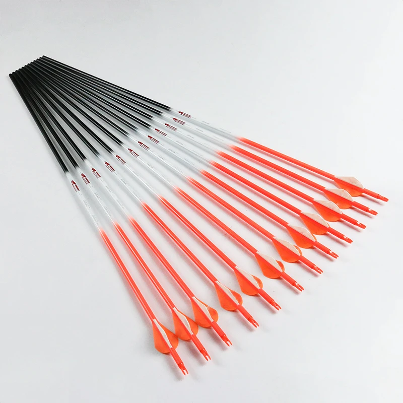 

Linkboy Archery 12PCS ID6.2 Carbon Arrows Fluorescent Orange 2" Vane Nock Tip for Bow Hunting Shooting