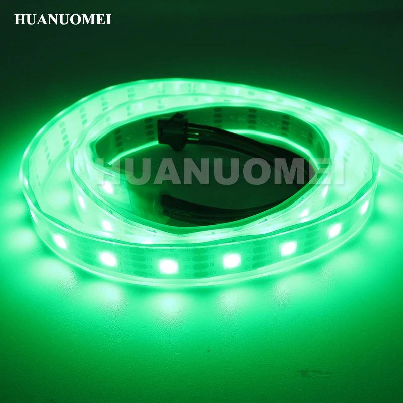 

Светодиодная ленсветильник APA107 1M 60LED s/m RGB, 5 в 60 пикс./м с APA107 IC встроенный 5050 SMD RGB LED; Белая печатная плата, водонепроницаемость IP67