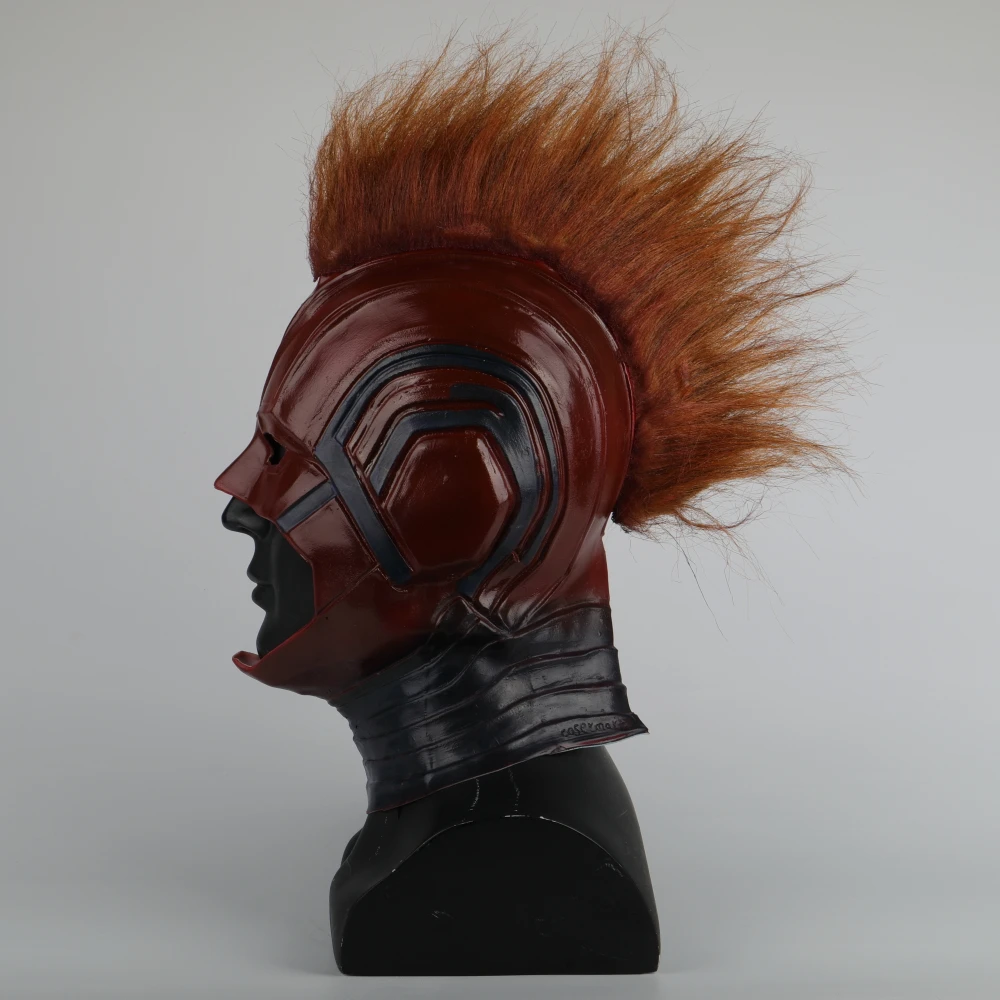 Captain Marvel Helmet Cosplay Prop Mask for Halloween Red with Yellow hair Latex Mask Halloween Cosplay Costume Prop (7)