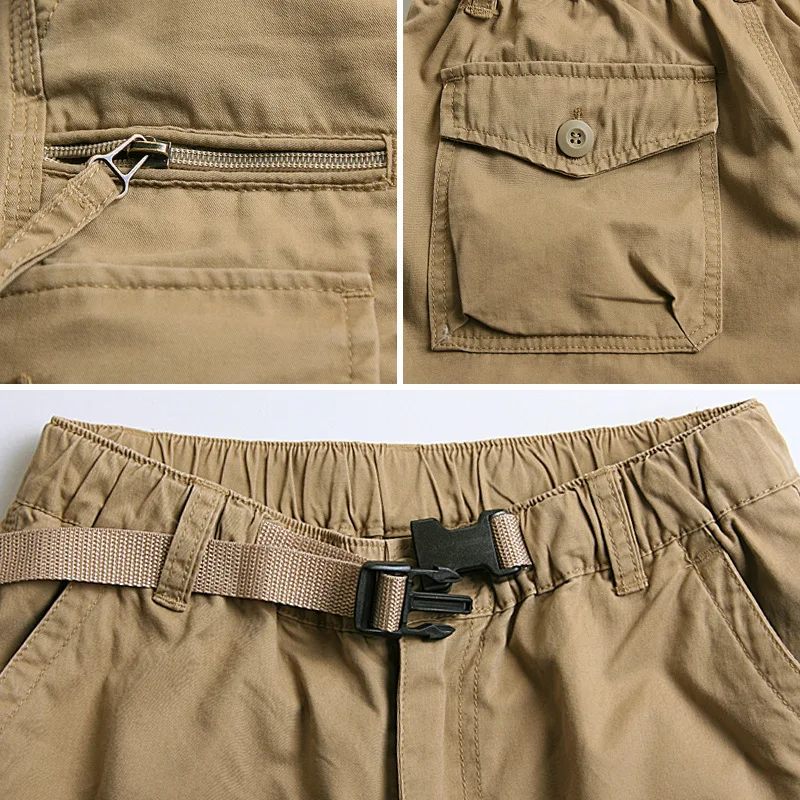 Летние Длинные мужские шорты Карго с несколькими карманами, повседневные хлопковые эластичные Бермуды, мужские армейские военные короткие капри, популярные Бриджи 5XL