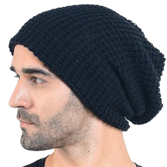HISSHE Autumn Winter Mens Slouchy Long Oversized Beanie Knit Cap Casual