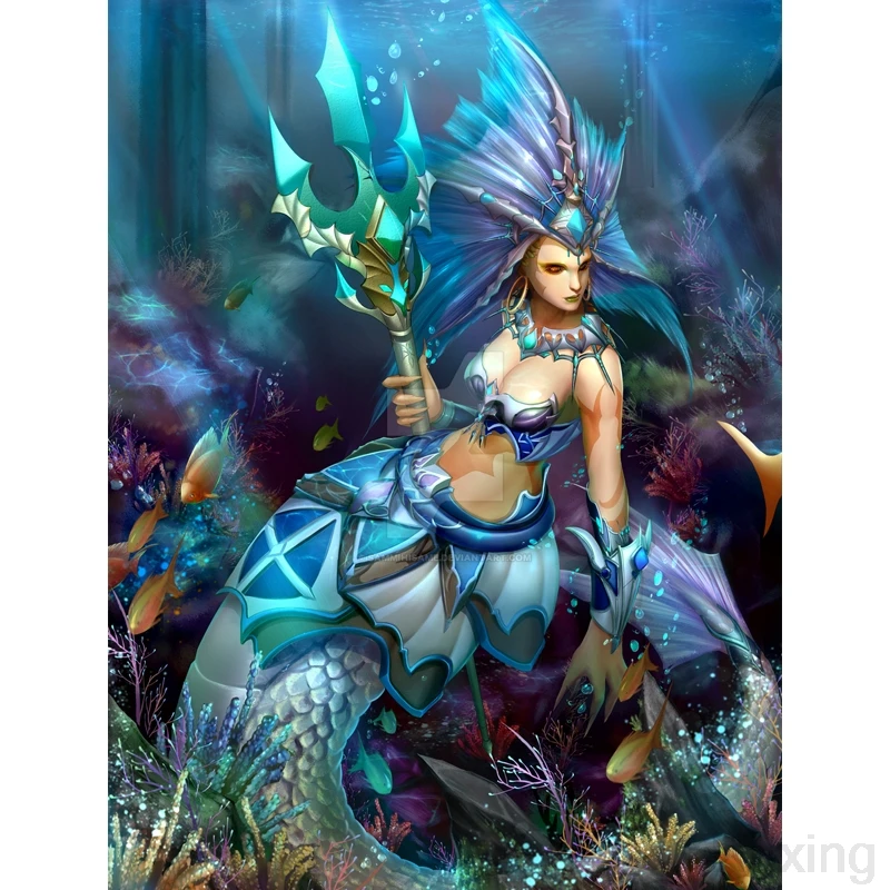 

Diy square drill diamond painting cross stitch mosaics Full cover embroidery Animated mermaid queen diamond embroidery Ruxing