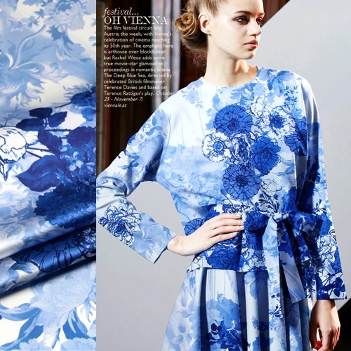 2018 New Half Meter Withe Stretch Silk Satin Fabric Width 46 inch Blue