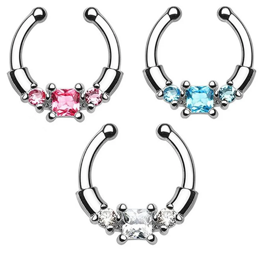 

Faux Septum Nose Ring Set Zircon False Nose Ring Non-puncture Clip Body Piercing Jewelery