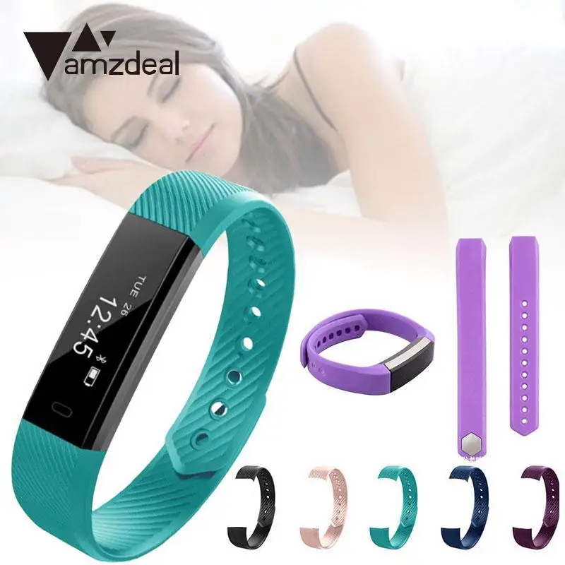 

Amzdeal 13cm*18mm Silicone Strap Band Wristband Replacement Set for ID115 Smartband Smart Watch Wristband Smart Accessories