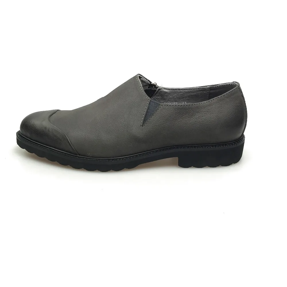 Luxus 2019 Mit Männer Männlichen Grau Gray Schuhe Aus Klassische Auf Vintage Zip Leder Echtem Grimentin Caual Neue Slip COPBZqnw