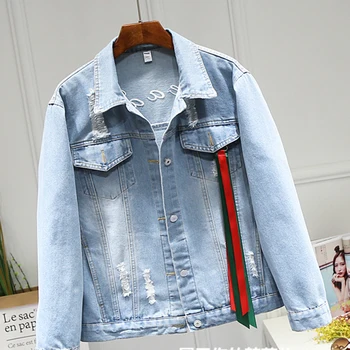 

Spring Autumn Women Coat Fashion Floral Bird Embroidery Denim Jacket 2019 New Female Loose Long Sleeve Jean Outerwear Tops NO712