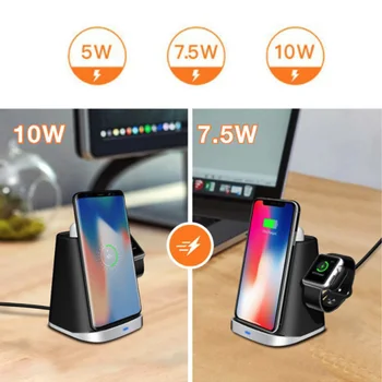 

3 IN 1 Charger For iPhone X S MAX XR 8 7 Desktop Wireless Charger For Apple Watch 4 3 2 For Air Pods Charging Dock Station