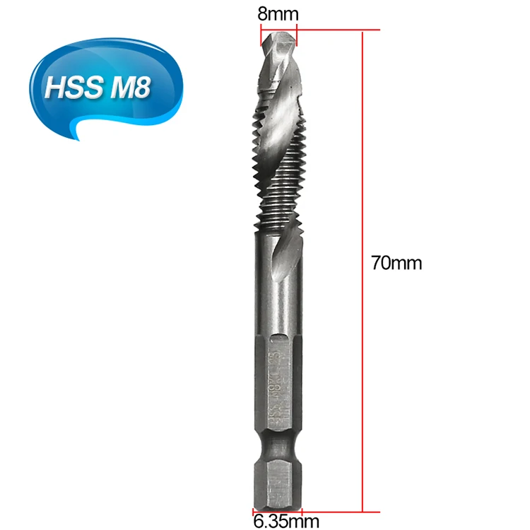 M3-M10 HSS 4341 композитный кран сверло Резьба спиральный винт кран 6,35 мм 1/4 ''шестигранный