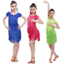 Платье для латинских танцев для девочек, детский танцевальный костюм для бальных танцев, сценическое платье для танцев Танго, танцевальное платье, костюмы
