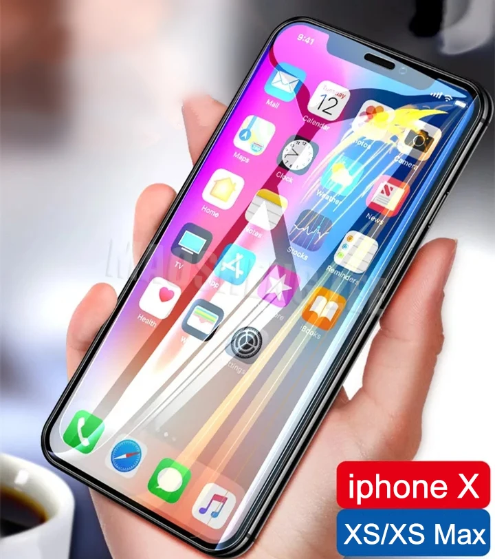 2 шт./лот, закаленное стекло для iPhone X XS Max, Защитное стекло для экрана 9 H, защита от Blu-Ray стекла, Защитная пленка для iPhone Xs max