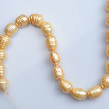 Натуральный Золотой пресноводный жемчуг 11-12 мм рис 15 дюймов DIY ожерелье браслет серьги