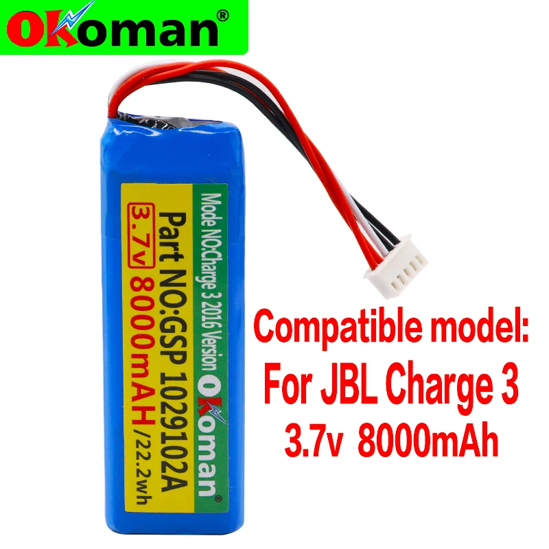 

8000mAh High Capacity Charge 3 2016 Version battery for JBL Charge 3 2016 Version GSP1029102A free Shipping