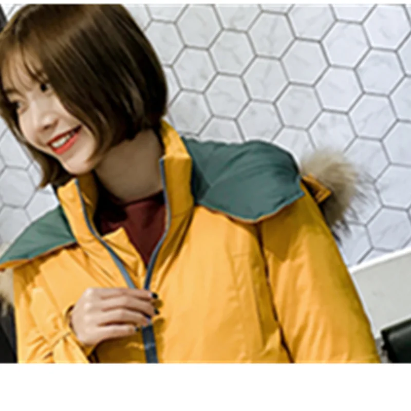 Femme Mode Épais Vestes Parkas Capuchon À Col Duvet D'hiver Femmes Grand Long De Chaud Yellow Pink Blanc Canard Manteaux Veste Fourrure Rembourré Lal52 ginger wqvPH0Z