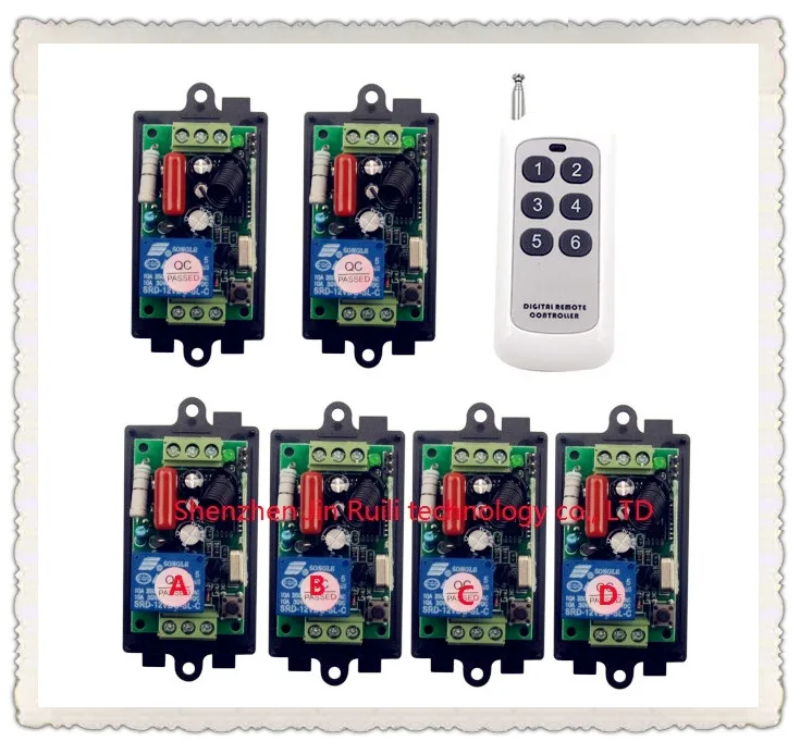 

High Quality New 220V 110V 10A 6 Single-channel Wireless Relay Remote Control Switch 315MHz Control for 6CH transmitter