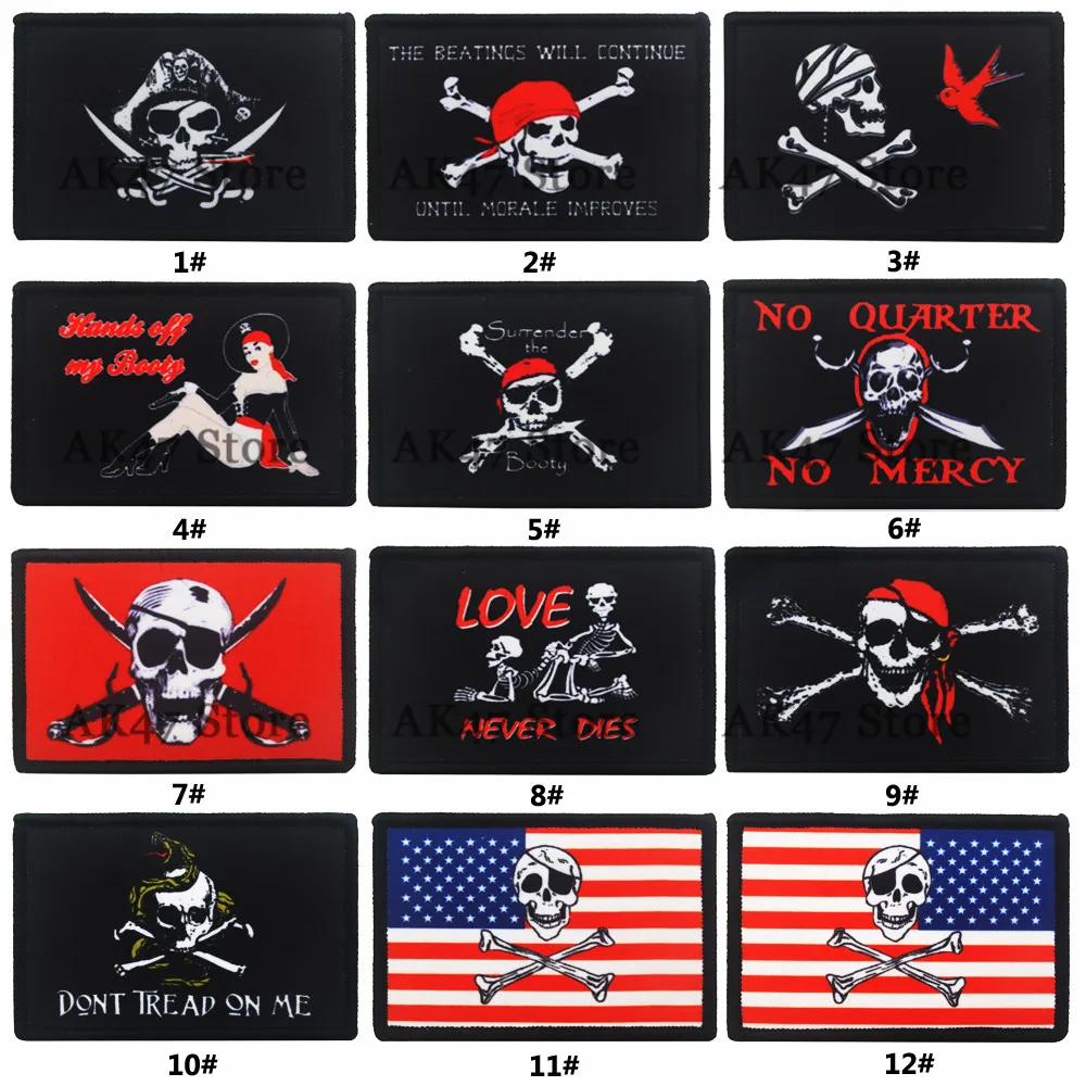 

Sparrow Skull SCARF PIRATE JOLLY ROGER DEAD MAN'S CHEST USA FLAG CROSSS WORDS BONES Pinup Don't Tread On Me patch