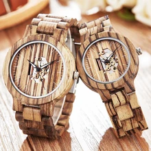 Unique Couple Wood Watch Men Women Wooden Band Luminous Hands Wristwatch Creative Brown Full Walnut Wood Watch Male Lovers Clock