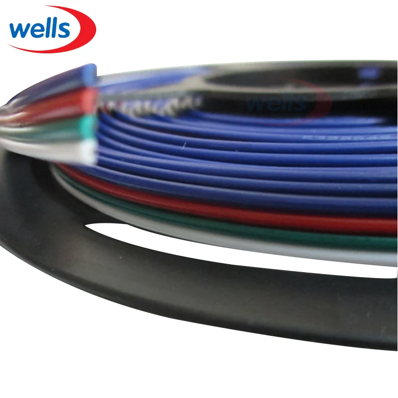 cheap 2m 5m 10M 2pin wire 3pin wire 4Pin 5pin Extension wire,22 awg wire, RGB+White Wire Connector Cable For 3528 5050 LED Strip