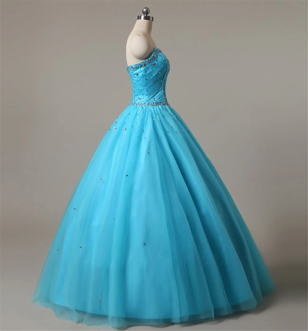 Turquoise Quinceanera Dresses 2017 Tulle Crystal Beads Masquerad Sweet ...