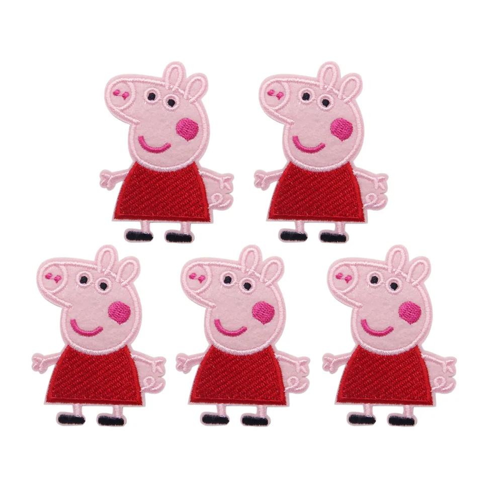 2 pcs Cute Cartoon Pig Embroidered Iron-On Patches For Clothes Garment Applique DIY Accessory | Дом и сад