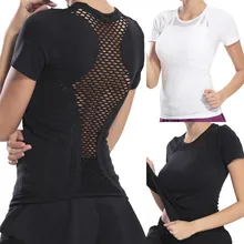 Женские спортивные сетчатые рубашки для йоги, топы, спортивные майки для фитнеса, рубашки для тренировок, пробежки, одежда белого и черного цвета