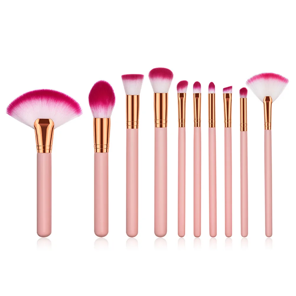 Розовое золото набор кистей для макияжа Фонд порошок смешивания Eyesahdow косметические кисточки инструменты вентилятор светлые Румяна