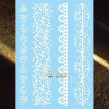 

Fashion WOmen Lace Mehndi Temporary Tattoo Women Body Art Arm Fake Flash Tattoo Wedding Brides Party 20x15CM Bracelets Tattoos