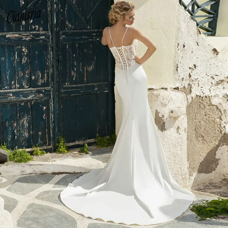 Vestido de Noiva/кружевное свадебное платье русалки с v-образным вырезом на спине ; свадебное платье; Robe De Mariee