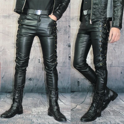 leather lace up pants mens