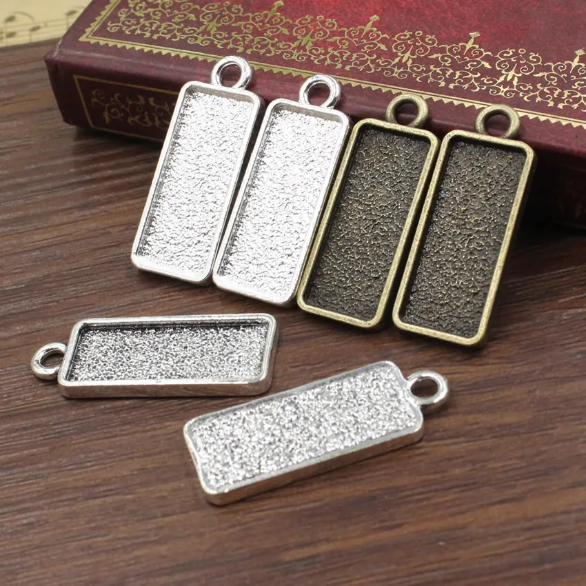 10 Antique silver 25mm cabochon connector tray settings for jewellery making
