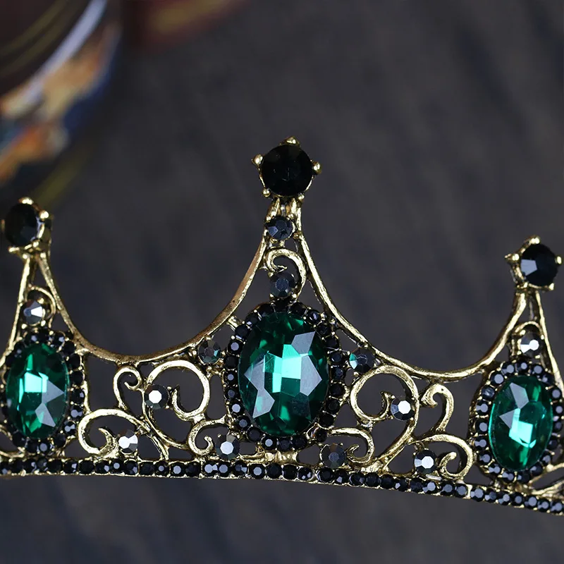 KMVEXO New Elegant Green Crystal Crown Bridal Hair Accessories For Wedding Quinceanera Tiaras And Crowns Pageant Diamant Tiara