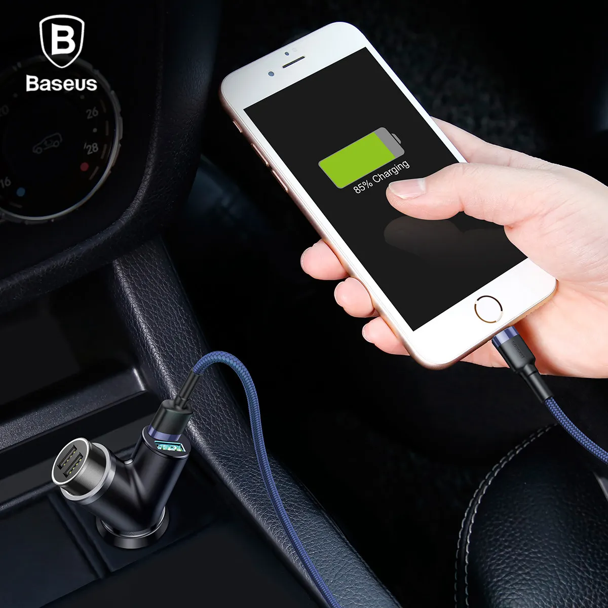 BASEUS Y Тип Dual USB Смарт Расширенный Автомобильное Зарядное устройство телефон